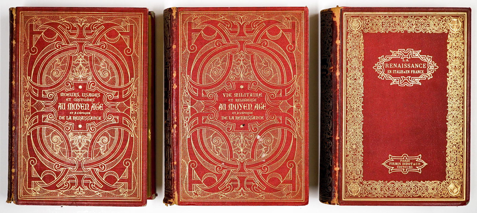 Renaissance Costumes and Military (3) Illustrated: Group of three 'La Renaissance' antique books of costumes and military. Illustrated. Includes: 1) Moeurs, Usages et Costumes au Moyen Age et a l'epoque de la Renaissance. Paul Lacroix. 1872. Paris. Li