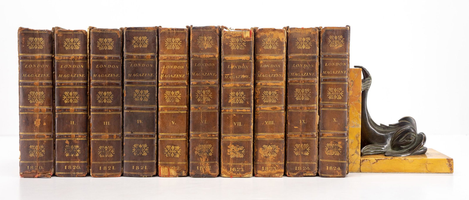 The London Magazine (10 Vols.) 1820-1824: The London Magazine printed for Taylor and Hessey. 1820 Jan-Jun. 726 pp. 1820 Jul-Dec 712 pp.; 1821 Jan-Jun 704 pp. Jul-Dec 698 pp.; 1822 Jan-Jun and Jul-Dec; 1823 Jan-Jun 714 pp., Jul-Dec 676 pp.; 18