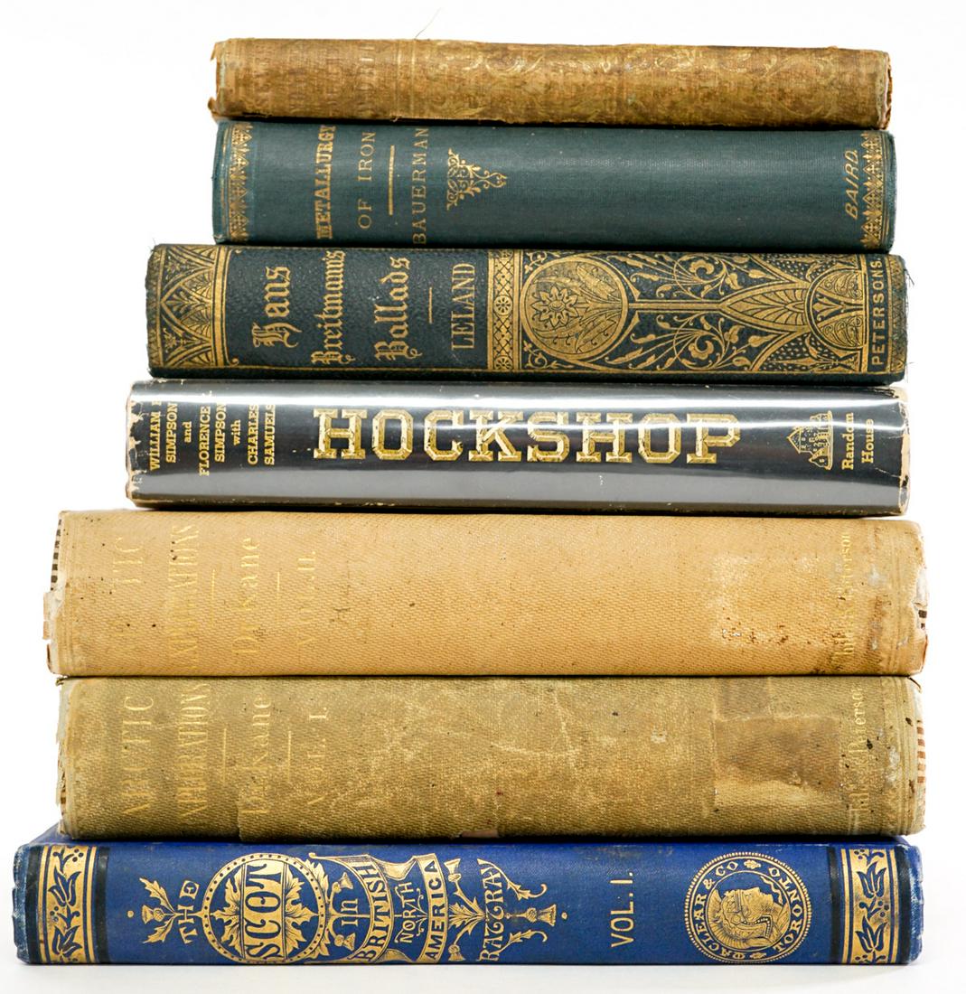 Non-Fiction History (7) Books: Group of seven non-fiction books. Includes: 1) The Seven Wonders of the World 1854. 2) The Scot in British North America by W. J. Hattray. Vol. 1. 3) Arctic Explorations by Kane. V 1 and 2; 1856. ... 