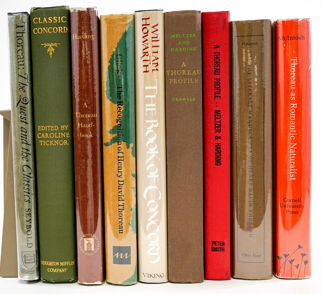 Henry David Thoreau (9) Books: Group of nine books of Henry David Thoreau. Includes: 1) Classic Concord. Limited to 1000 copies. 1926. 2) A Thoreau Handbook by Harding. 1959. 3) The Literary Manuscripts of Henry David Thoreau by Ho