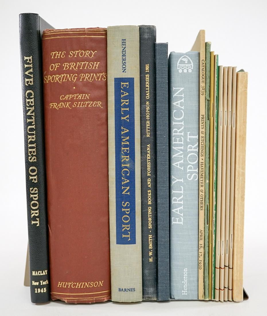 Sporting (15) Books: Group of fifteen softcover and hardcover books of sporting. Includes: 1) The Story of British Sporting Prints by Siltzer. Illustrated. 2) Western Writers Series. Four booklets. 4) Zane Grey by Norris 