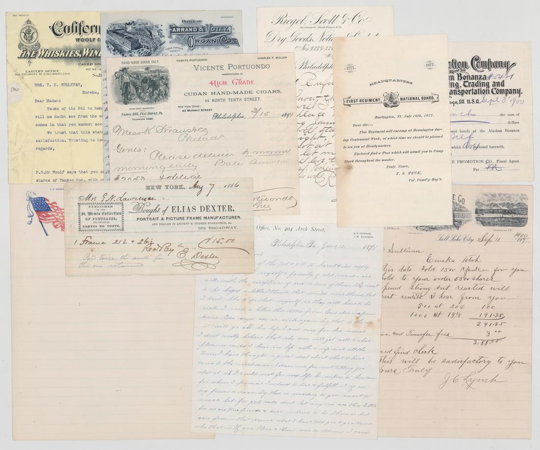 Group of Antique Business Letters, Letterhead: A group of antique letters, receipts and other correspondence. We ship most items in this auction in house and gladly combine shipping if possible of multiple items. Provenance: David Cressey Collecti