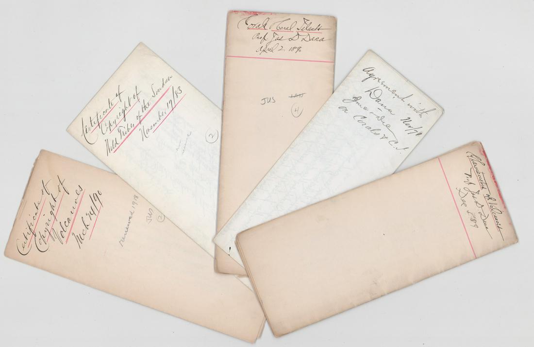 James Dwight Dana, Geologist and Scientist: Characteristics of Volcanoes and Corals and Coral Islands by James Dwight Dana, Pioneering Geologist & Scientist signed Publishers Contracts (2) and signed Memorandum of Agreement. The contracts and t