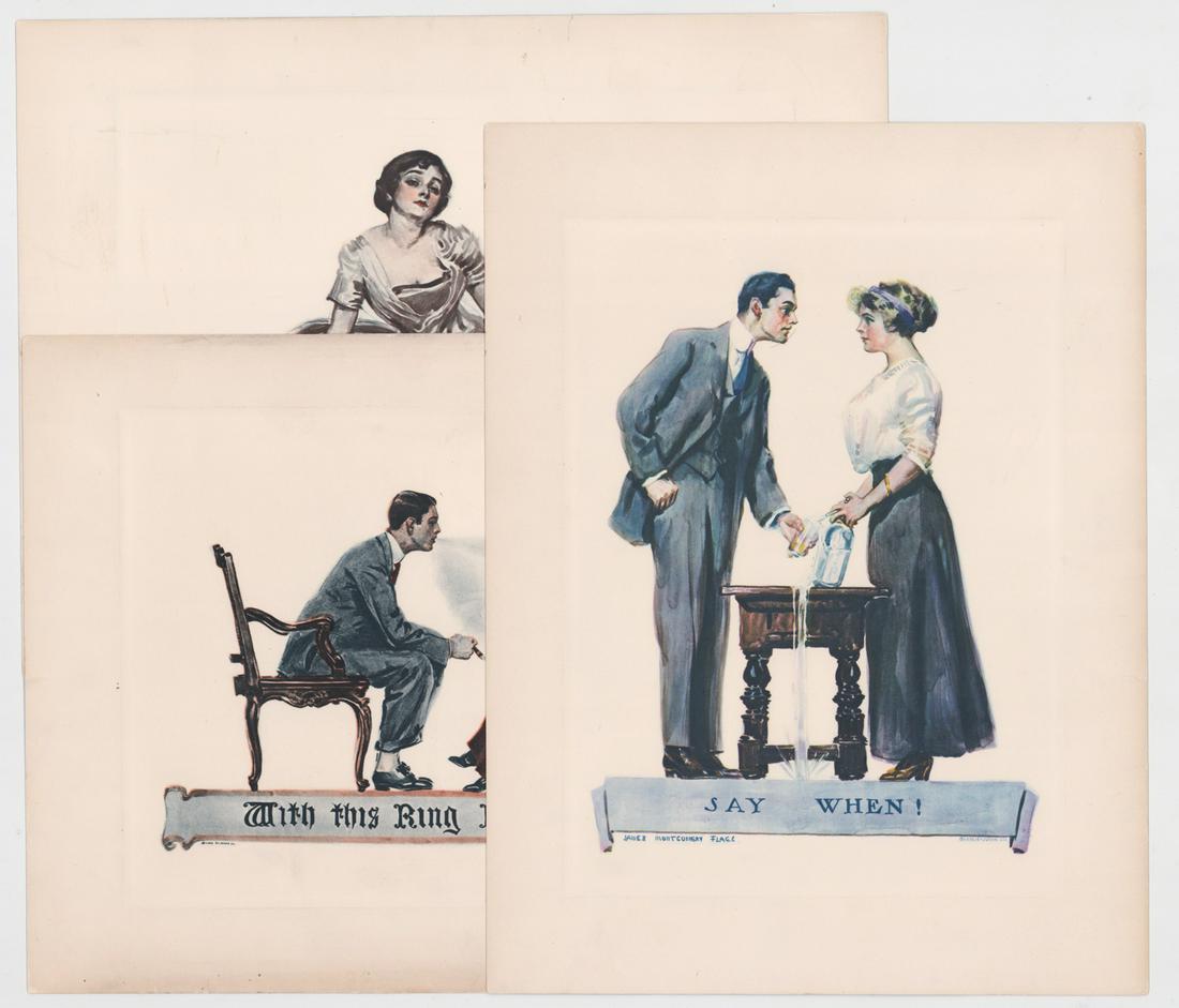 James Montgomery Flagg Original Lithographs: James Montgomery Flagg original lithographs (32). They measure 15.75-in. x 12-in. VG-EX/EX condition. Provenance: Amity Art Foundation, Inc. collection, Bigfork, Montana. If lot is absent of a conditi