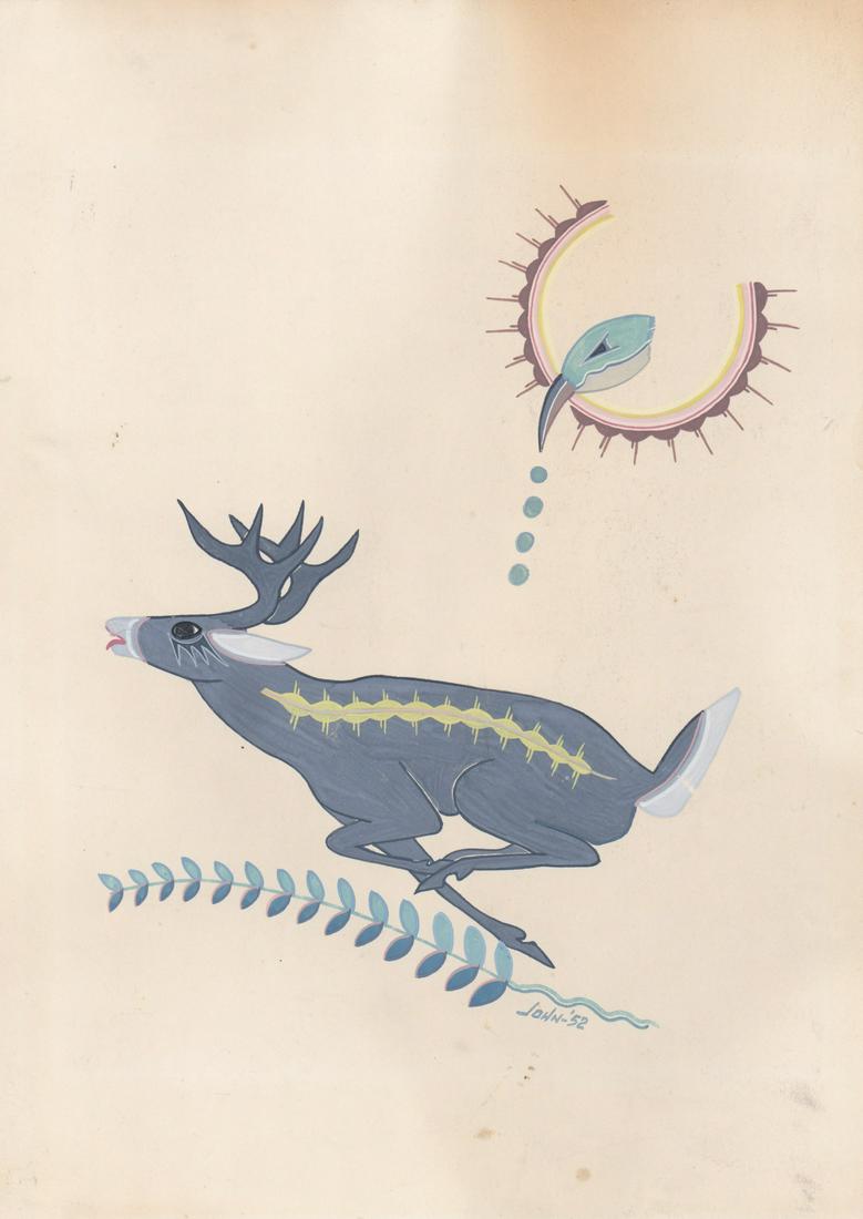 John Martinez (1915-) Original [Maria Martinez]: John Martinez, son a potter Maria Martinez, original gouache. Measures 14-in. x 10-in. Unframed, loose and not glued or mounted. If lot is absent of a condition report a condition report may be reques