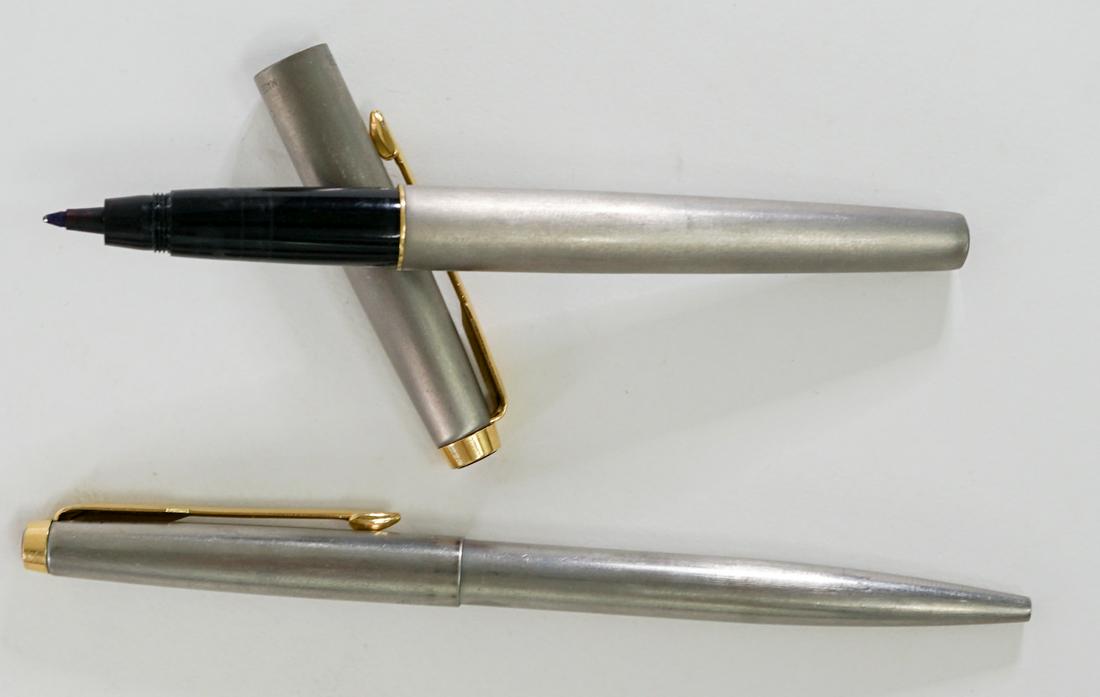 Two Parker T-1 Titanium Pens: Two Parker T1 Titanium pens. Condition is used. Provenance: Private collection, Missoula, Montana. If lot is absent of a condition report a condition report may be requested via email. Buyer must view