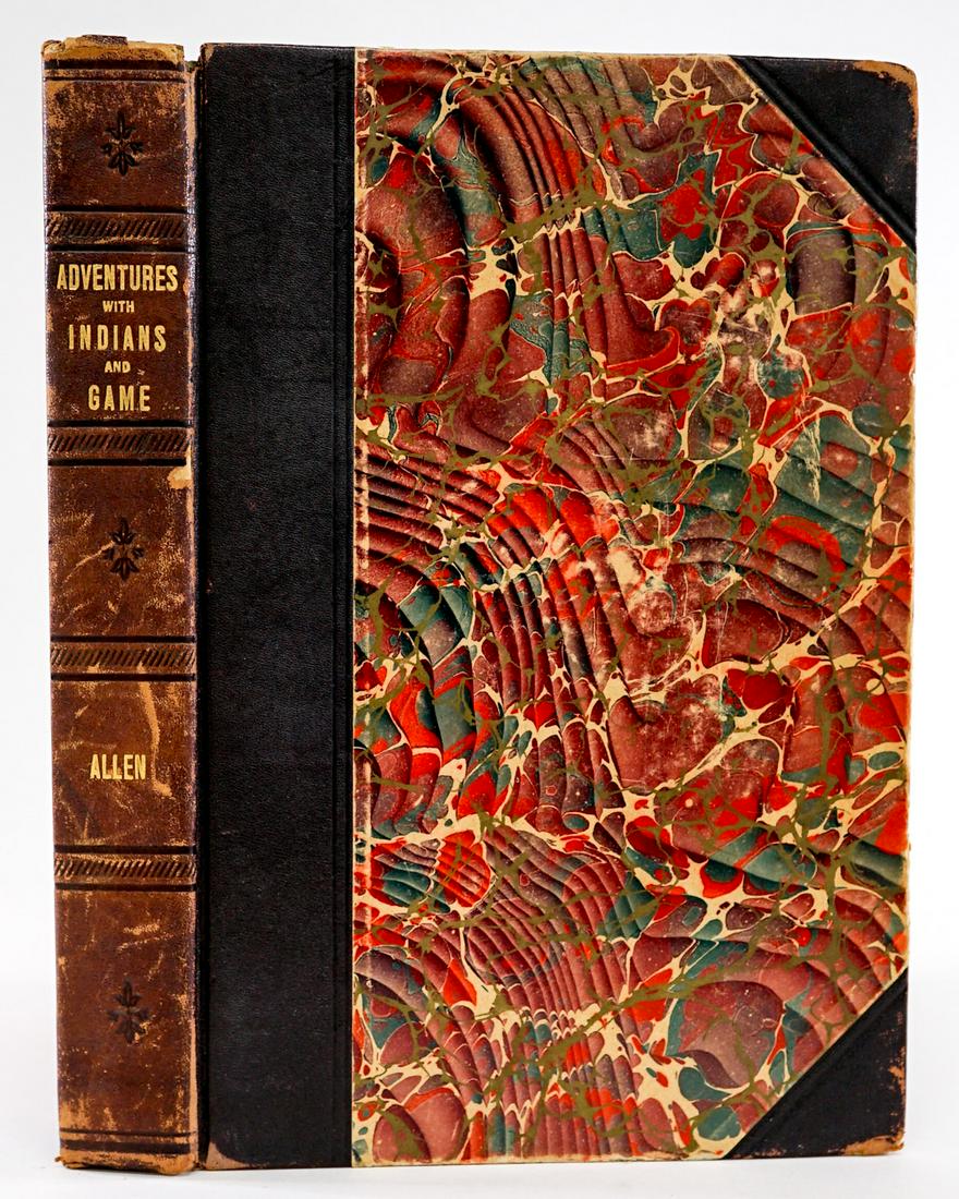 Adventures with Indians and Game by Allen 1903: Adventures with Indians and Game, or Twenty Years in the Rocky Mountains by William A. Allen. 1903 first edition. A. W. Bowen and Co., Chicago. 302 pp. with illustrations. Marbled boards with leather 