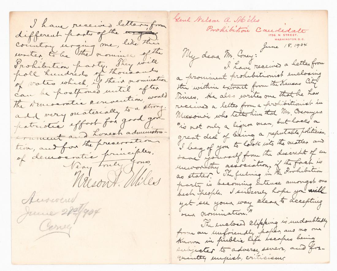 General Nelson A. Miles ALS (1 of 2)