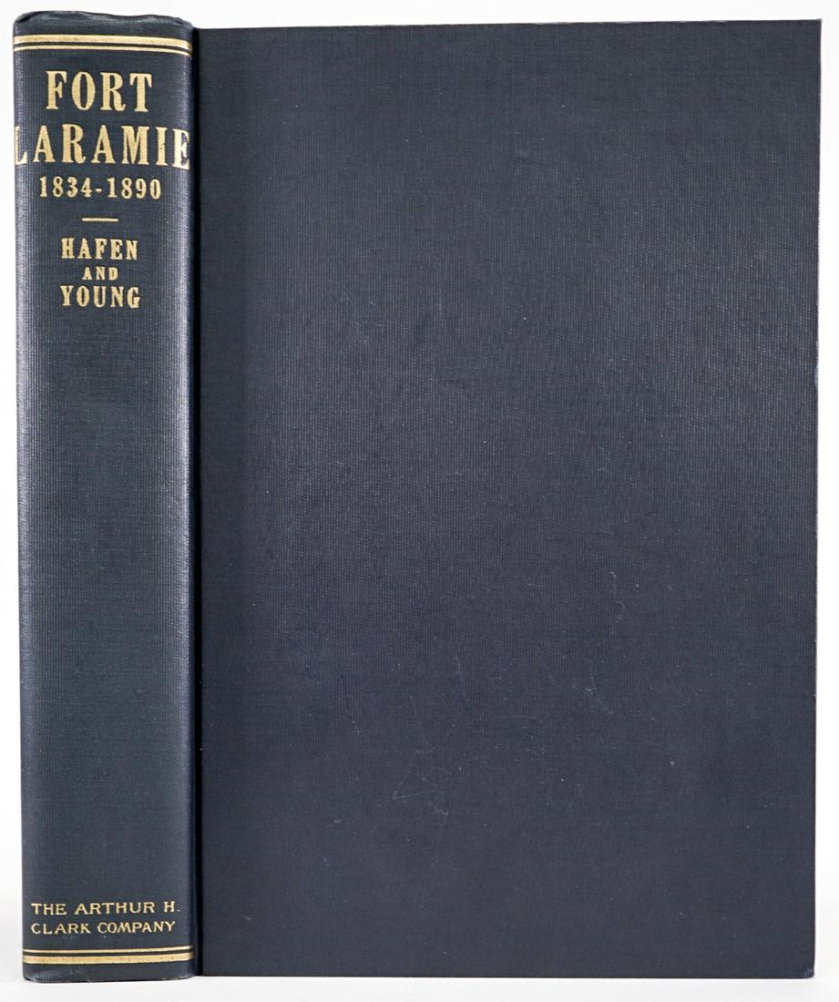 Fort Laramie by Hafen 1938 1ST: Fort Laramie by LeRoy R. Hafen. 1938 The Arthur Clark Co., Glendale, California. 429 pp. Illustrated. Deckled pages. Blue cloth with gilt lettering and top-edge. EX/EX+. Measures 9.5 in. x 6.5 in. x 1