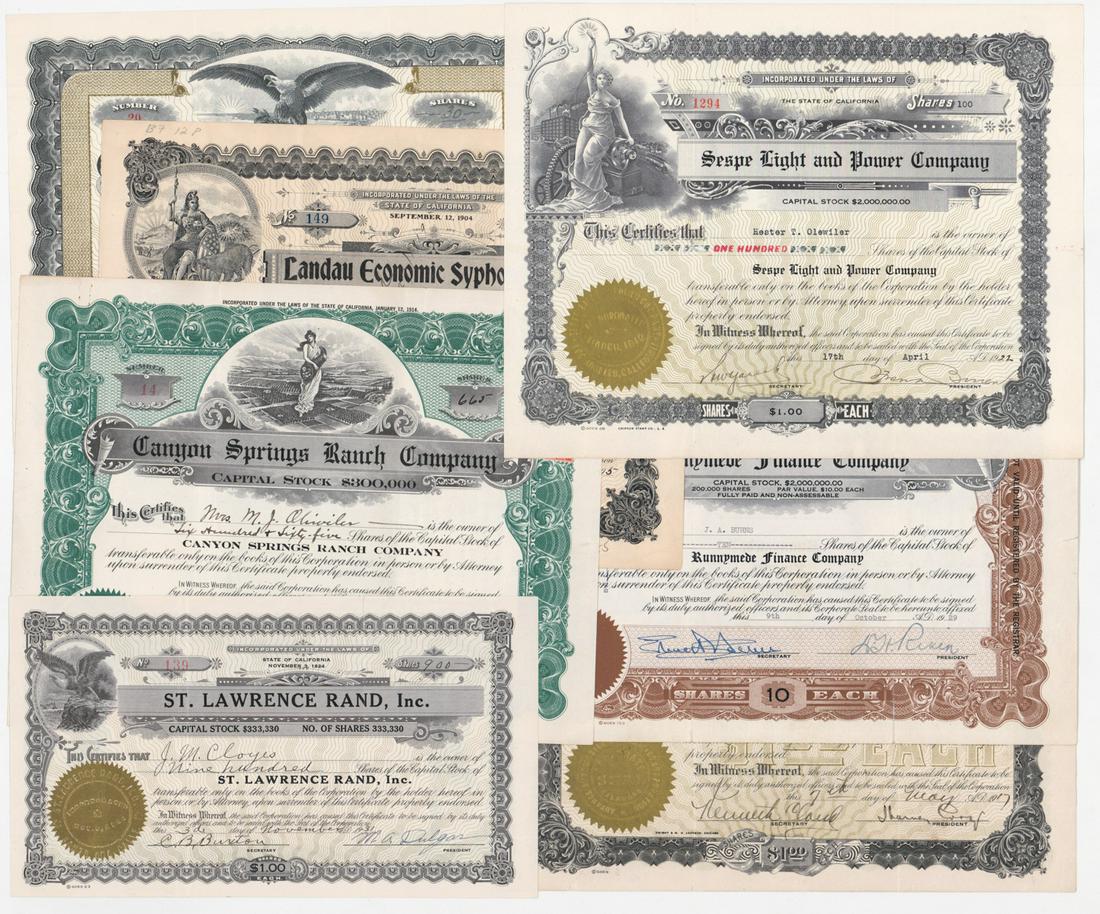 Group of Early 1900's Stock Certificates (7) (1 of 5)