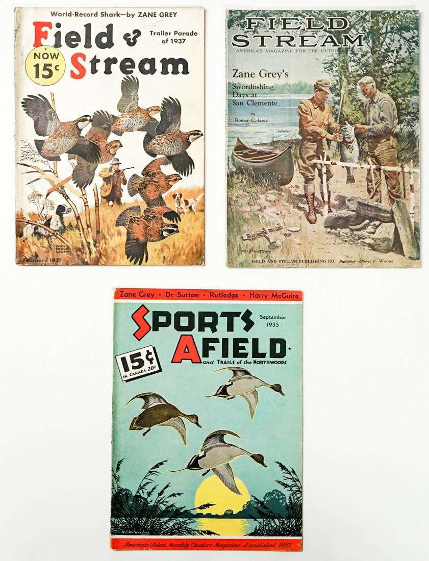 Sports Afield Magazines (3) with Zane Grey (1 of 1)