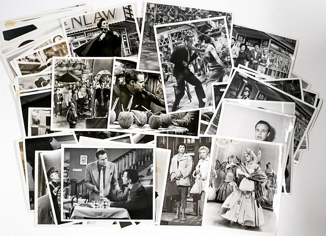 Movie Publicity Photos (120) Guys and Dolls: Guys and Dolls Publicity Photos. Over one-hundred twenty black and white glossy in both single-weight and double-weight. 8 in. x 10 in. Frank Sinatra; Marlon Brando; Jean Simmons and others. Provenanc