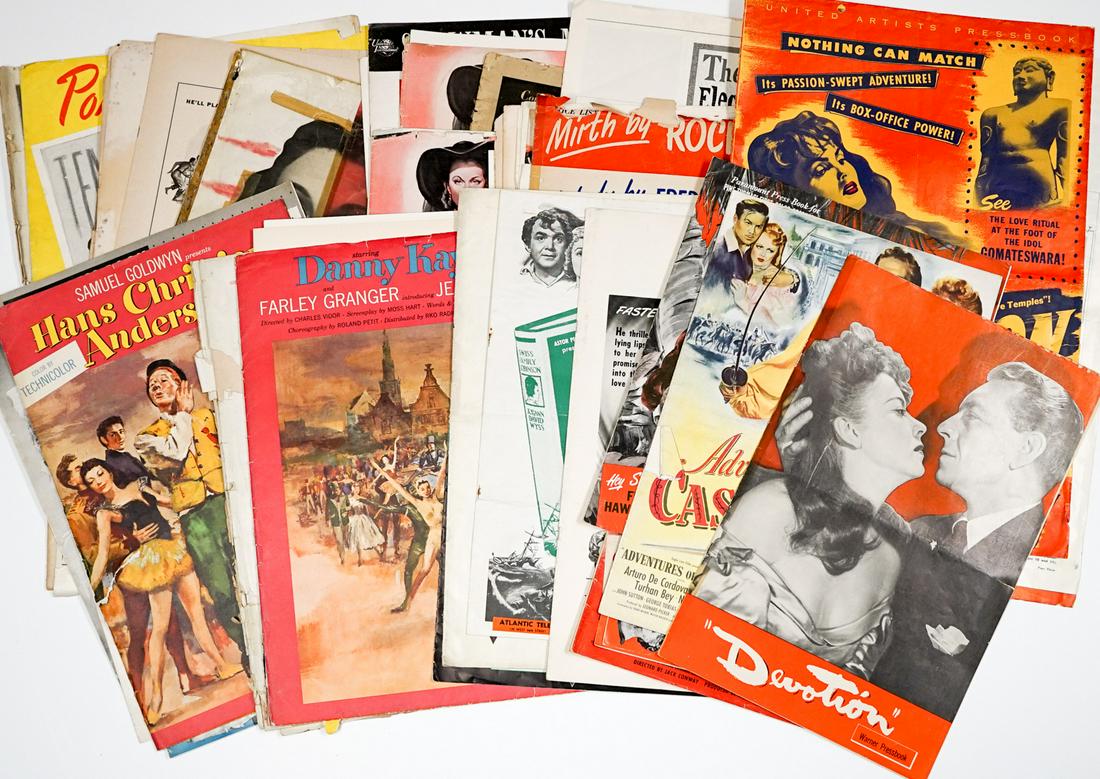 Group Vintage Hollywood Press Books: Group of vintage Hollywood press books, clippings and other memorabilia. Condition varies including clipped, ripped, torn, missing and/or loose pages. Provenance: Robert Osborne collection. Unframed, 