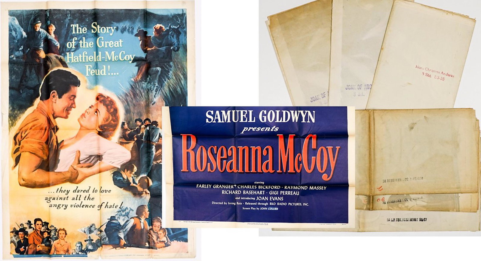 Group of 3 Sheet Movie Posters (5): Group of vintage Hollywood 3 sheet movie posters (5). Condition of edges varies, although they do not appear to have been displayed. Includes My Foolish Heart, Roseanna McCoy, Hans Christian Andersen 
