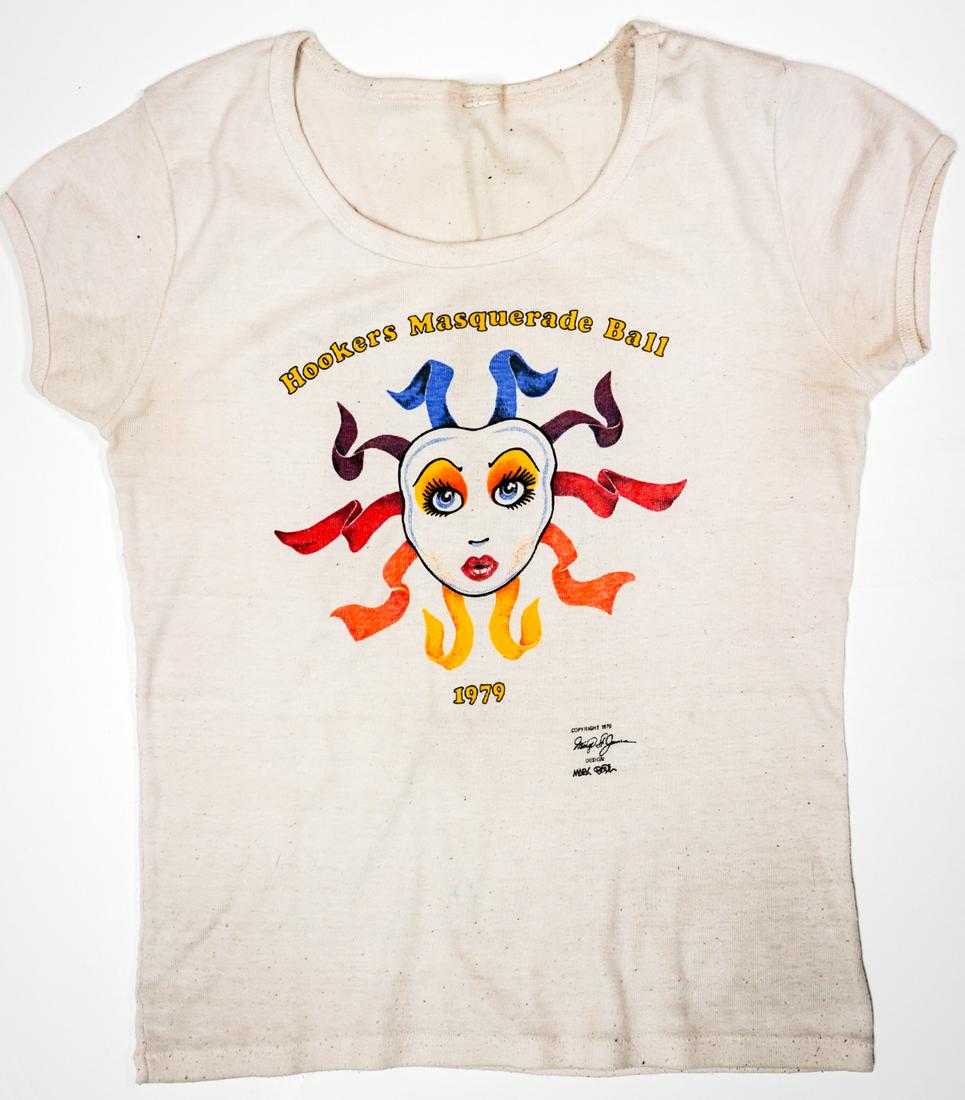 Margo St. James 1978 Masquerade Ball T-Shirt: [Women's Movement, Prostitution] From the Margo St. James collection, Margo St. James' 1979 Hookers Masquerade Ball T-shirt.. Provenance: Margo St. James Collection. Margo St. James, Founded the organ