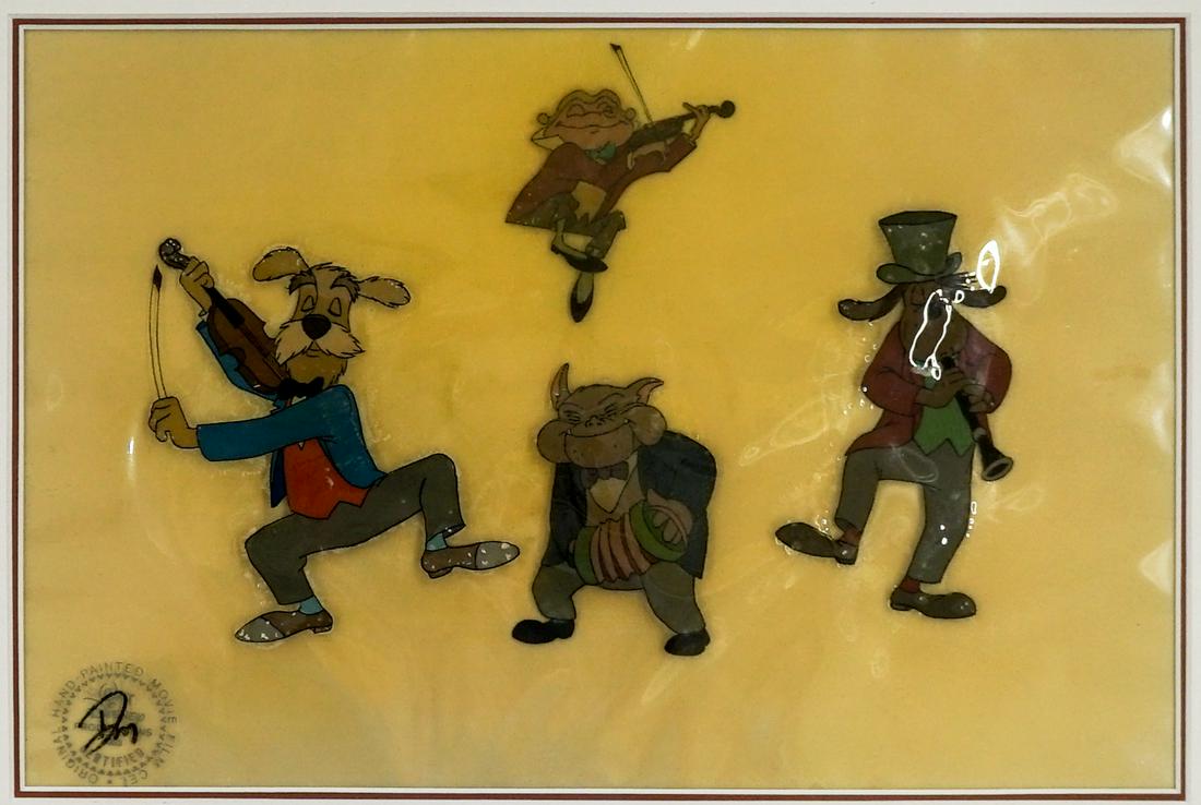 Mickey's Christmas Carol Original Cel: This is an original painting actually used in Walt Disney Productions "Mickey's Christmas Carol". This cel was used in the production of the 1983 featurette. Measures 9-in. x 13.75-in. sight size (she