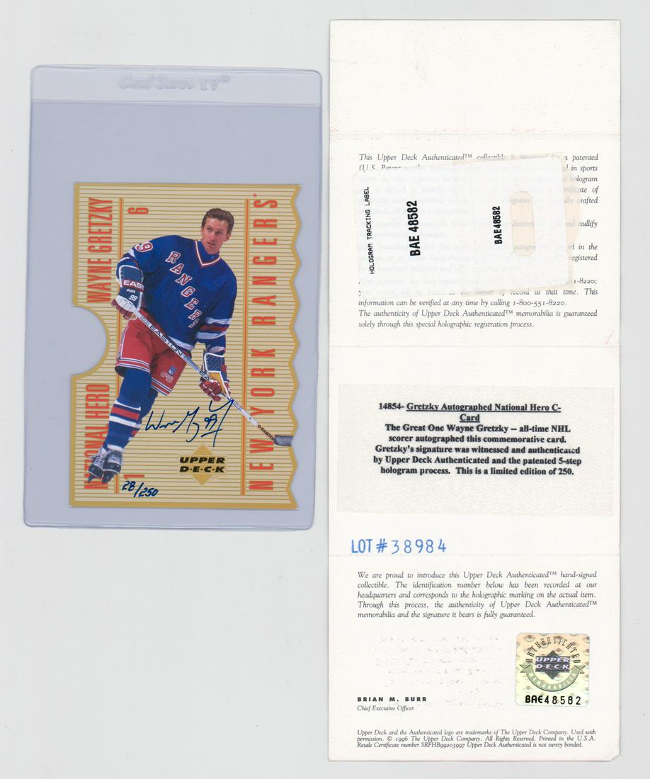 Wayne Gretzky Signed and Numbered UDA Card (1 of 2)