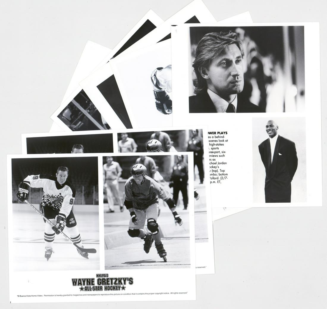 Wayne Gretzky B & W Promotional Photos (7): Wayne Gretzky black and white promotional photos (7). EX-MT/NM or better. They measure 8-in. x 10-in. Provenance: Private Collection, Huntington Beach, California. If lot is absent of a condition repo
