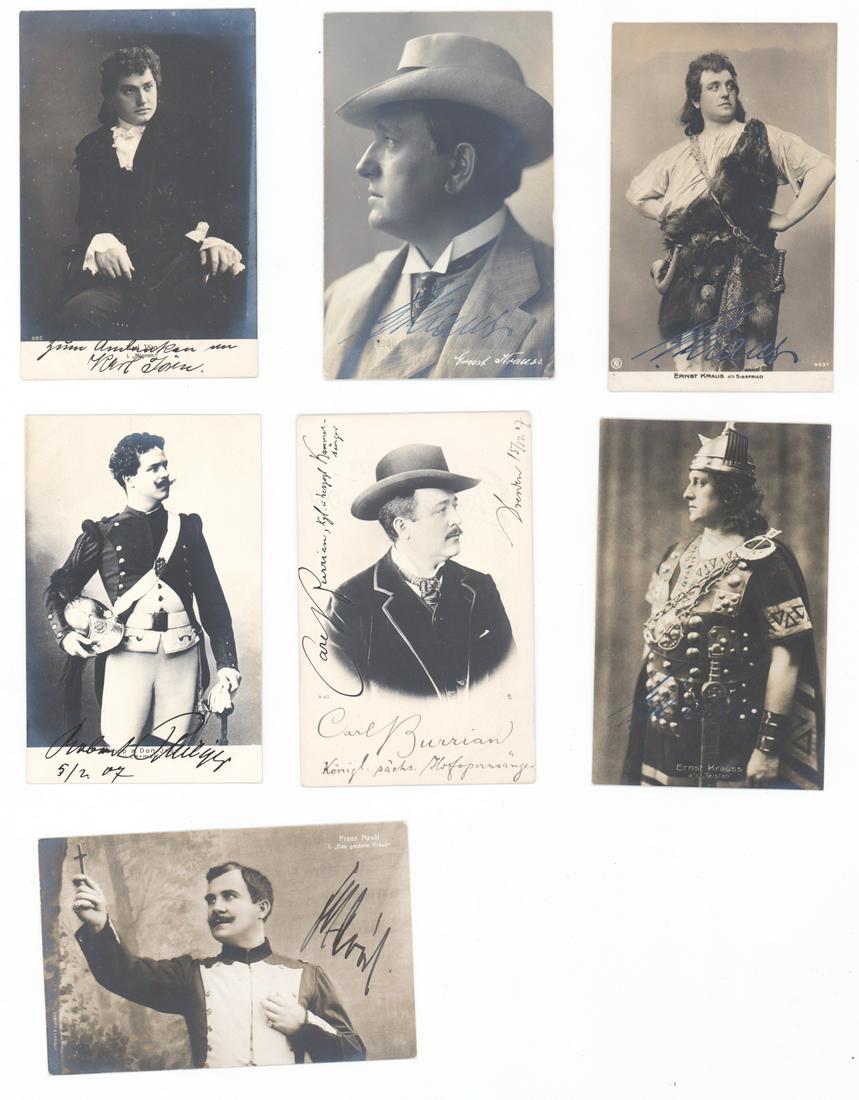 Antique Opera Signed Postcards (7): [Opera] A group of early 1900's autographed real photo postcards (7). Excellent condition. Includes Ernst Krauss, Carl Burrian, Franz Naval, Karl Jorn and more. If lot is absent of a condition report 