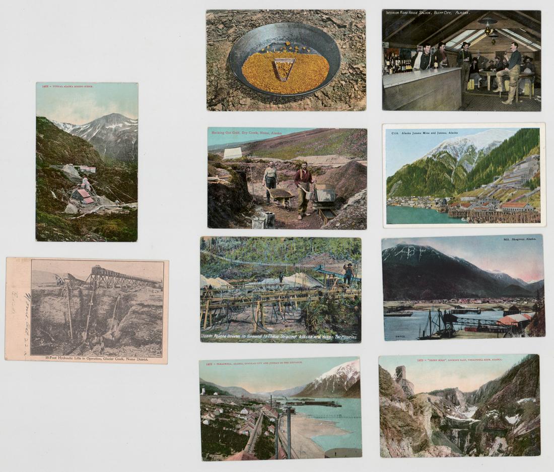 [Alaska, Gold Mining] Antique Postcards (10): [Alaska, Gold Mining] antique postcards (10). VG/VG-EX. We ship most items in this auction in house and gladly combine shipping if possible of multiple items. Provenance: David Cressey Collection.
