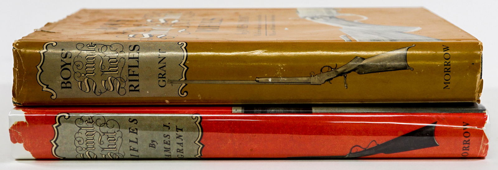 Single Shot Rifles and Boys' (2) by Grant: Two illustrated books by James J. Grant. Includes: 1) Single-Shot Rifles. 1947 with dust jacket unclipped. 385 pp. 2) Boys' Single-Shot Rifles. 1967 with dust jacket unclipped. 597 pp. Measures as set