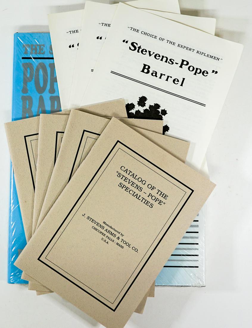 Popes Barrels by Smith SEALED and More: The Story of Pope's Barrels by Ray Smith PUBLISHER SEALED R and R Books; four softcover Catalogs of the 'Stevens- Pope' Specialties by J. Stevens Arms and Tool Co.; and more. From a non-smoking home a