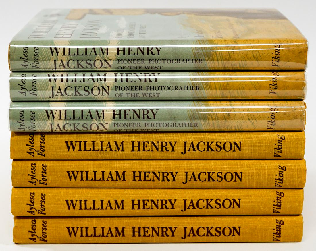 William Henry Jackson (7) by Forsee: William Henry Jackson - Pioneer Photographer of the West by Aylesa Forsee. Seven 1964 editions. The Viking Press, New York. 205 pp. each. Measure 8.625 in. x 6 in. x .875 in. each. From a non-smoking