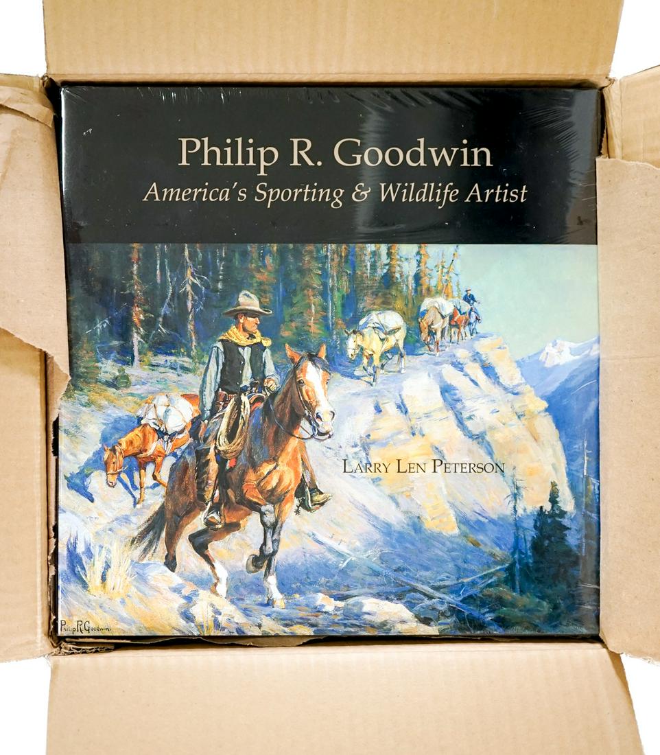Philip R. Goodwin by Peterson LTD SEALED (5): This is a case of five in original shipping box. Phillip R. Goodwin; America's Sporting and Wildlife Artist by Larry Len Peterson. 2001, limited to 2900 copies. Factory Sealed. The Coeur d' Alene Art