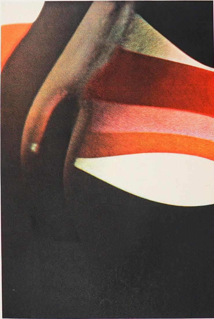 Eugenio Carmi Lithograph: Eugenio Carmi (Italy, 1920-2016) lithograph. pencil signed 'Carmi 71' lower right and numbered '165/200' lower left. Image measures 31.5 in. x 21.25 in. and sheet measures 34.5 in. x 24.5 in. Corners