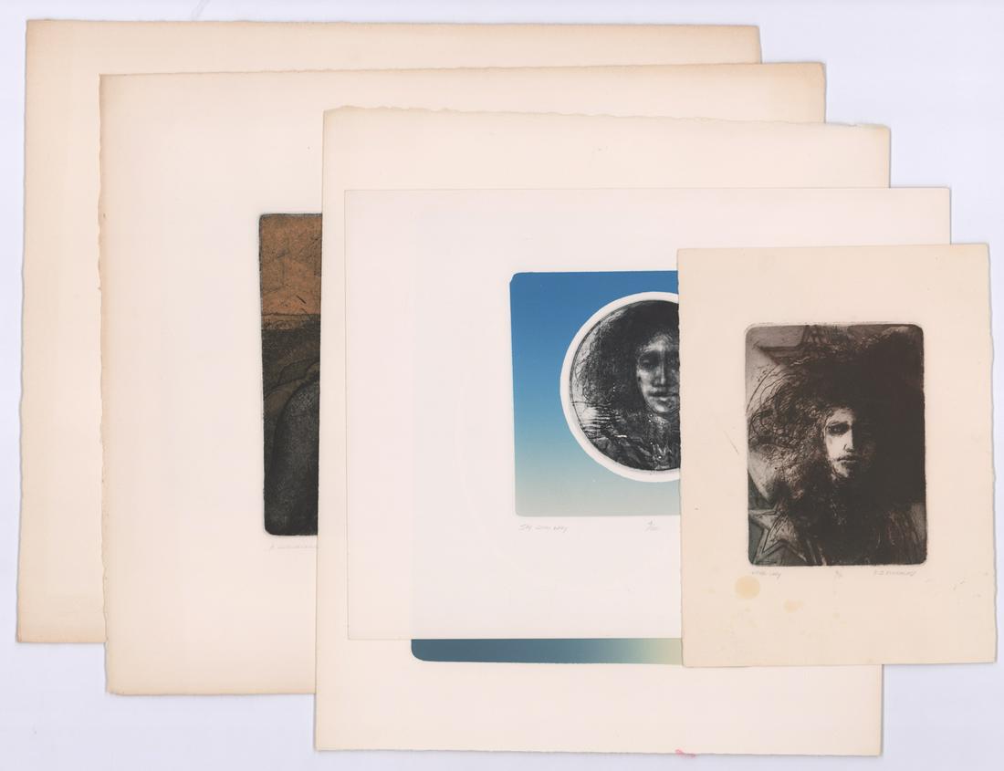 Bruce Muirhead Group of [5] Assorted Etchings: Five assorted etchings by Hamilton Bruce Muirhead (American), Professor of Art. All five are pencil signed ('R.B. Muirhead') lower right. All numbered ('4/10'; '1/25'; '11/30'; '10/30'; and '4/25') in