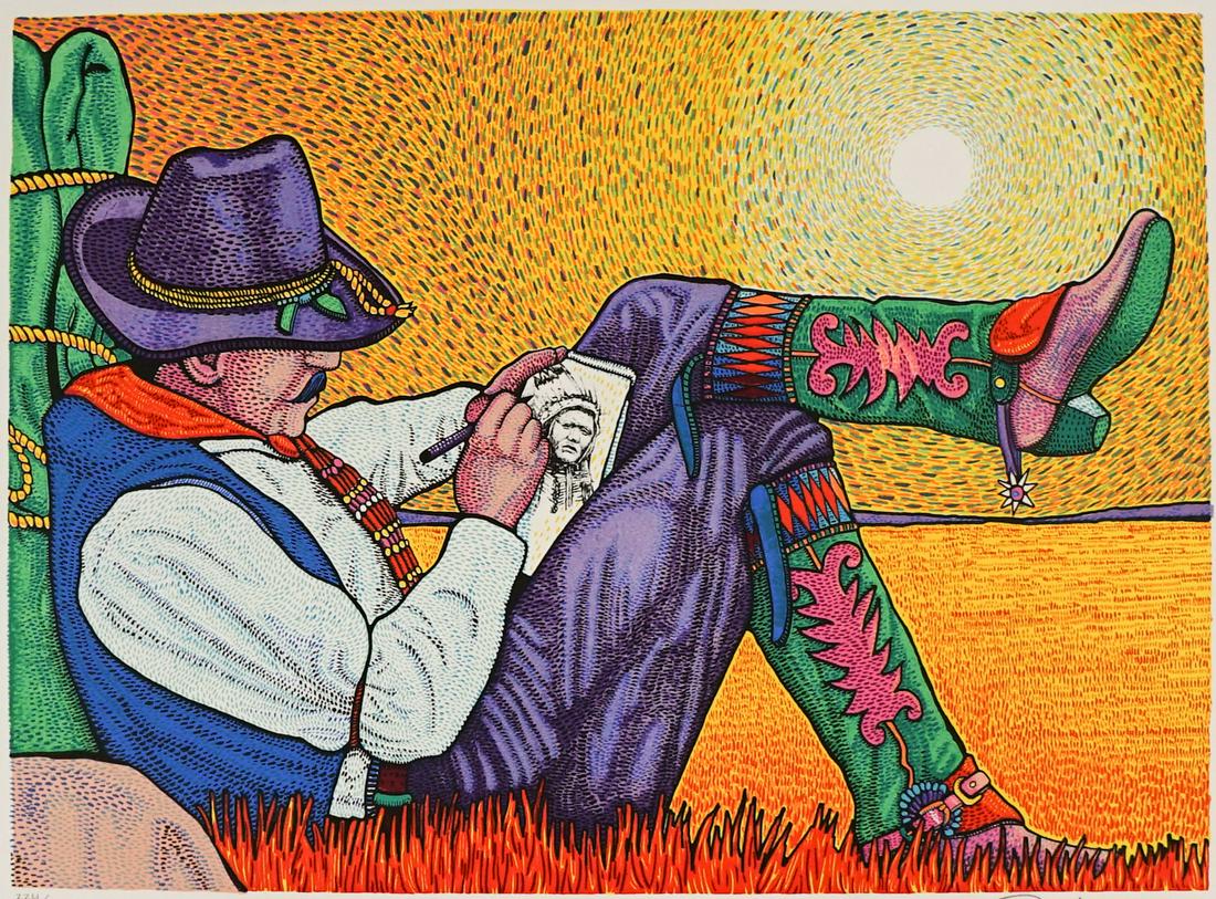 David Parker Serigraph #224/800 Signed [Western]: David Sherwin Parker (b. 1958) color serigraph pencil signed 'Parker' lower right and numbered '224/800' lower left. Image measures 14 in. x 19 in. and sheet measures 20.75 in. x 24.5 in. Unframed, lo