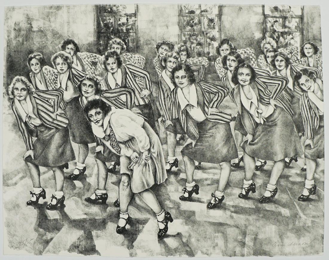 Ann Chernow Lithograph #45/55 [Dancers]: Ann Chernow (Connecticut, b. 1936) lithograph pencil signed lower right and numbered '45/55' lower left. Sheet measures 22.5 in. x 28.75 in. Unframed, loose and not glued or mounted. If lot is absent 