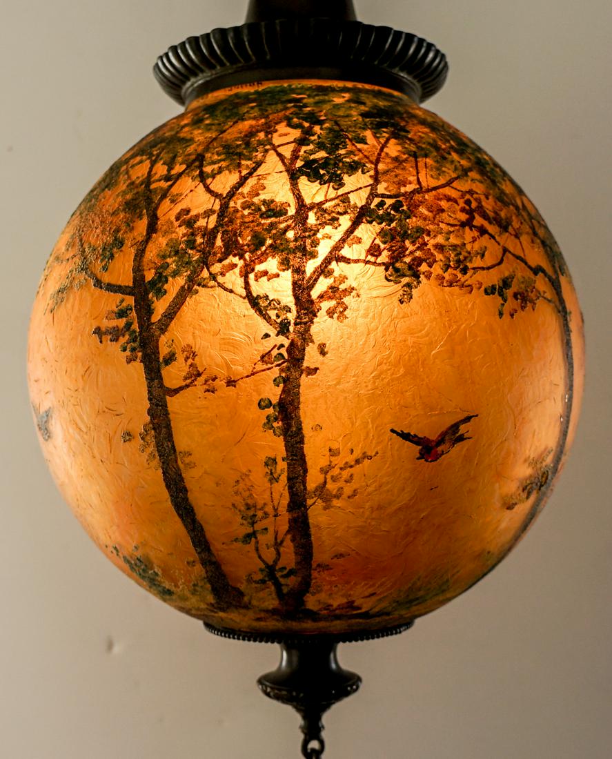 Handel Signed Hanging Pendant Lamp with Bird (1 of 6)