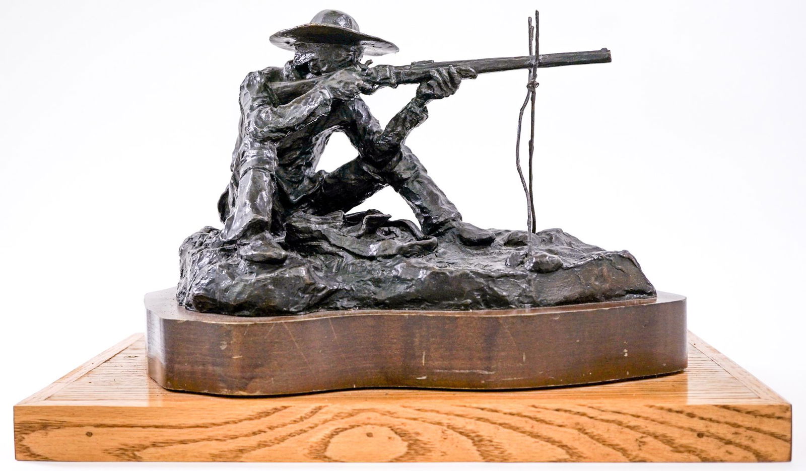 John Jones Bronze 6/30 [Western]: John Jones bronze numbered '6/30' signed with foundry marks. Bronze measures 8 in T x 12 in W x 7.5 in D. With base measures 11 in T x 16.5 in W x 10.125 in D. Weighs 19lbs. If lot is absent of a cond