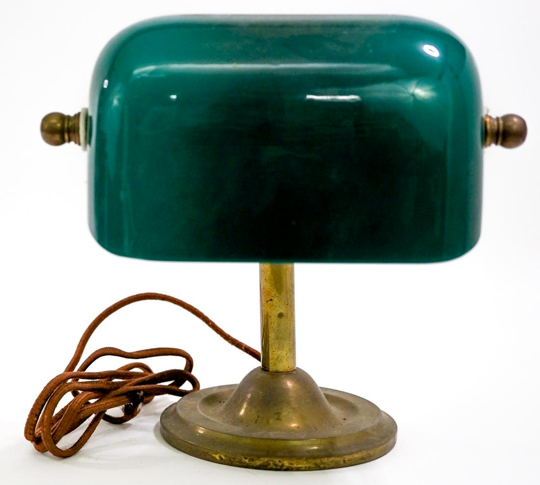 Desk Lamp Green Glass Shade (1 of 7)