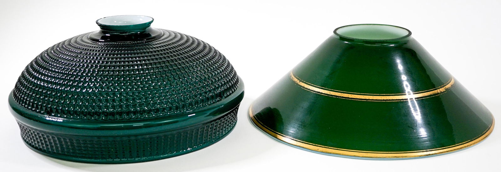 Vintage (2) Green Glass Lamp Shades (1 of 4)