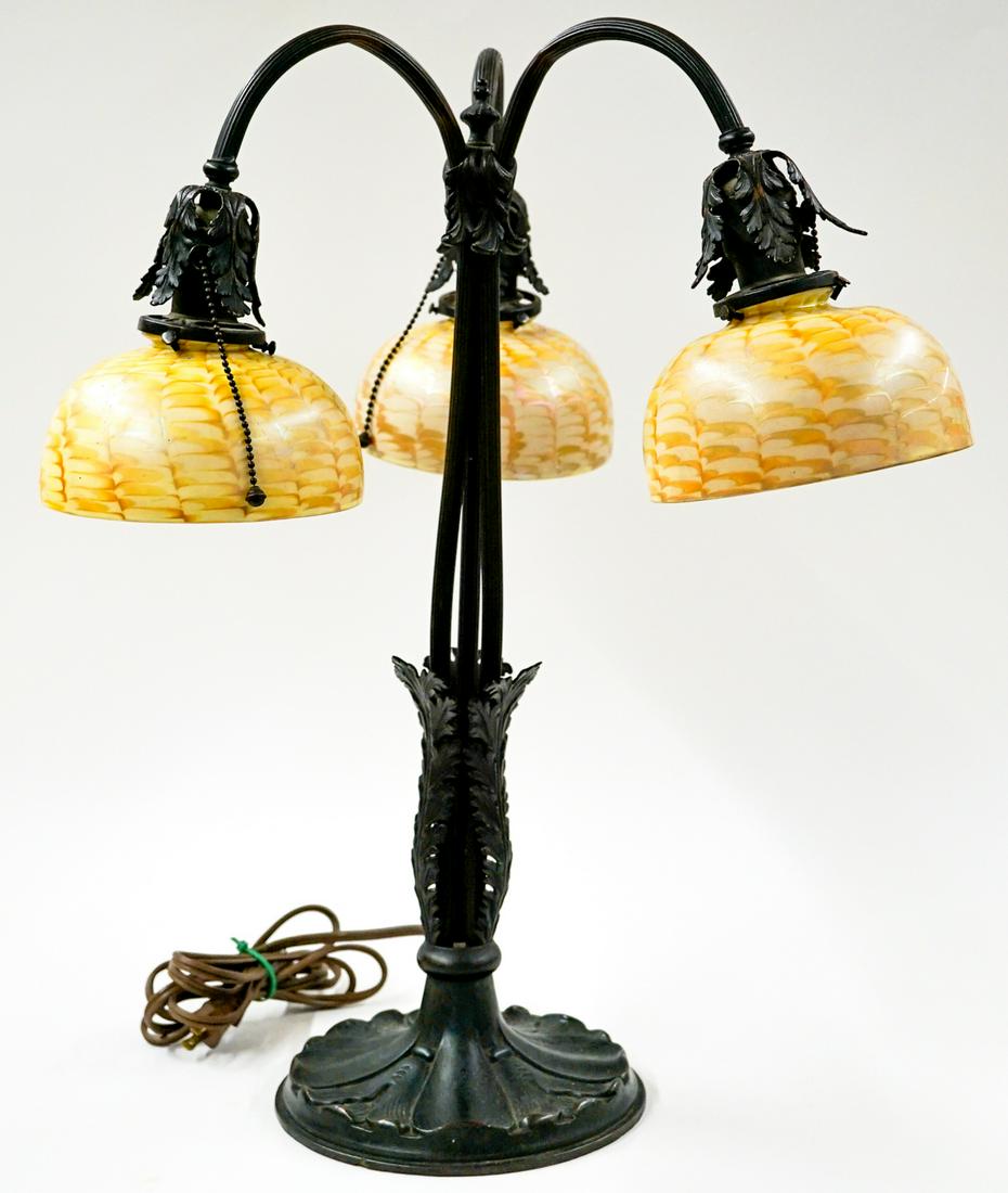 Vintage Three Arm Bronze Table Lamp (1 of 14)