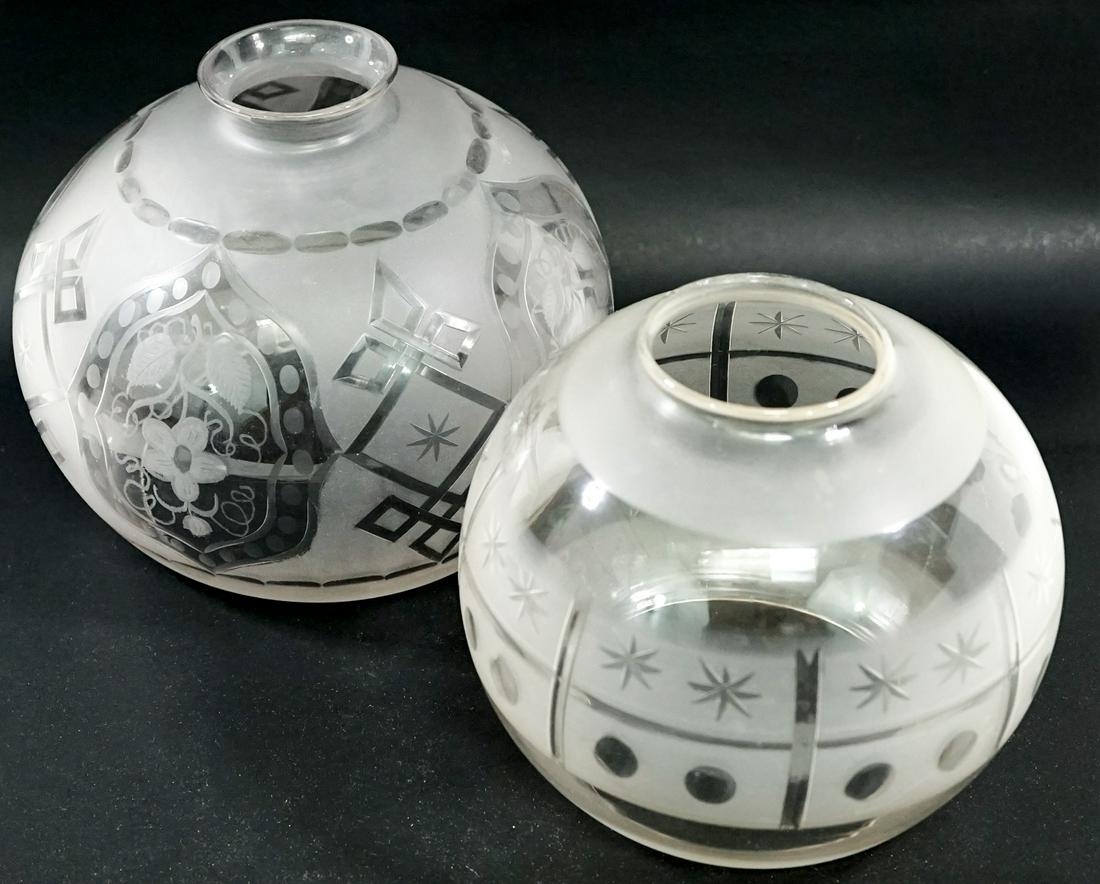 Vintage (2) Etched Glass Lamp Shades (1 of 11)