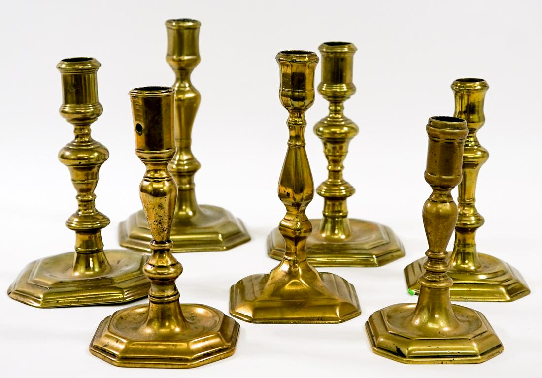 Antique (7) Brass Candlestick Holders (1 of 9)