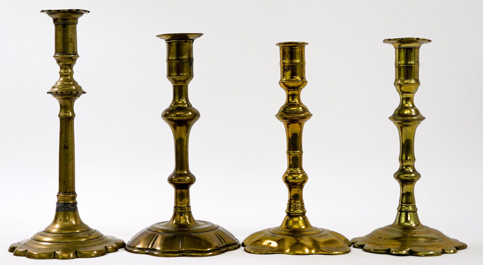 Antique (4) Brass Candlestick Holders (Scalloped) (1 of 4)