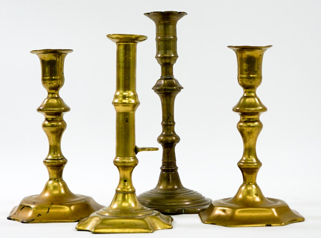 Antique (4) Brass Candlestick Holders (1 of 9)