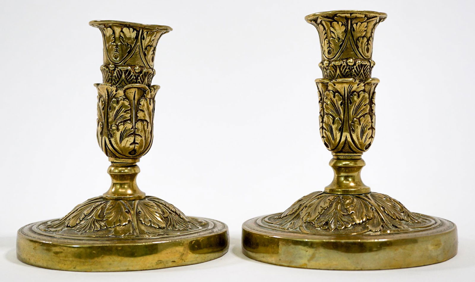 Pair Leaf Design Antique Brass Candlestick Holder (1 of 4)