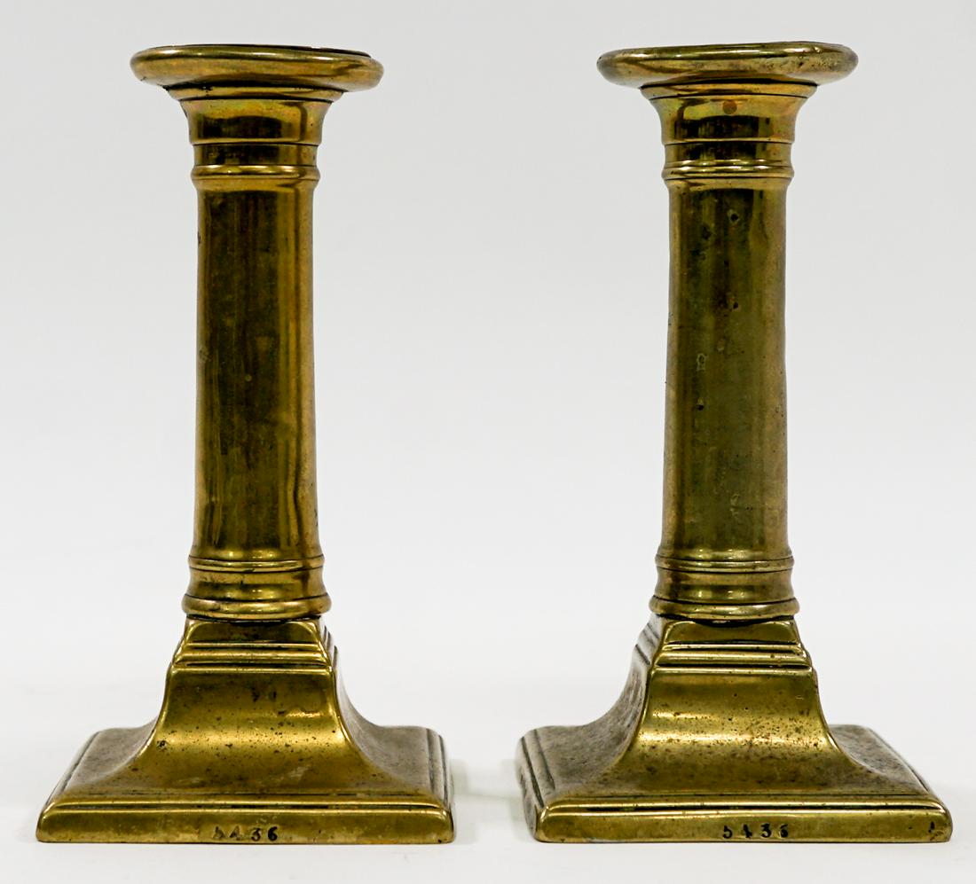 Pair 19th Century Brass Candlestick Holders (1 of 8)