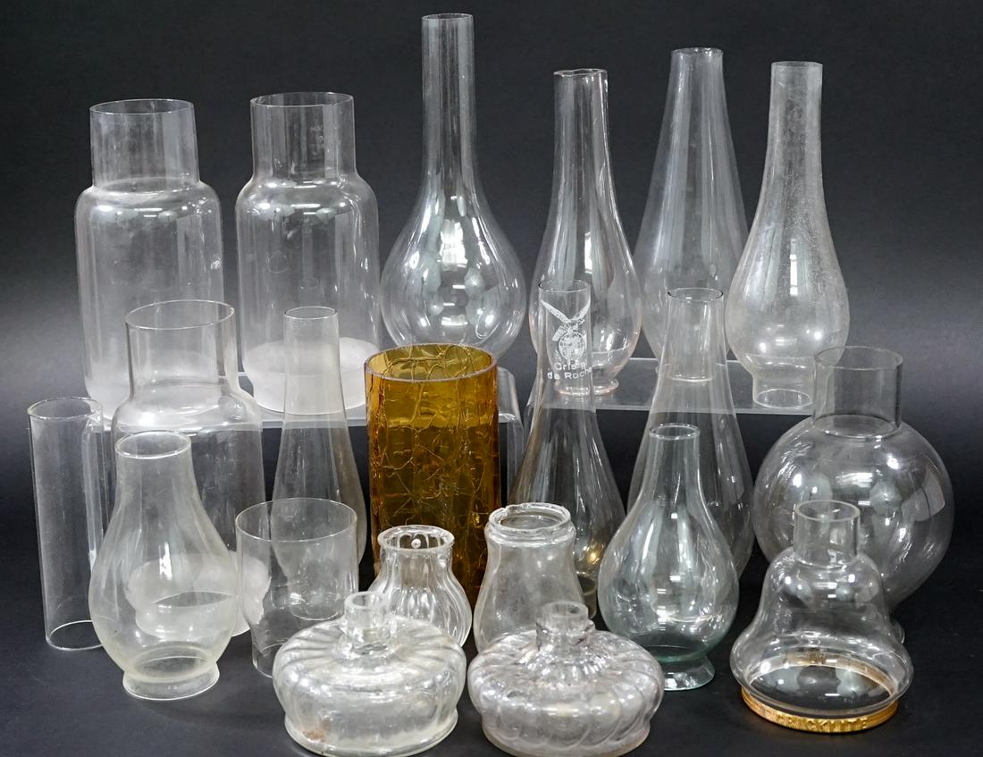 Vintage (20) Glass Oil Lamp Flues and Parts (1 of 8)