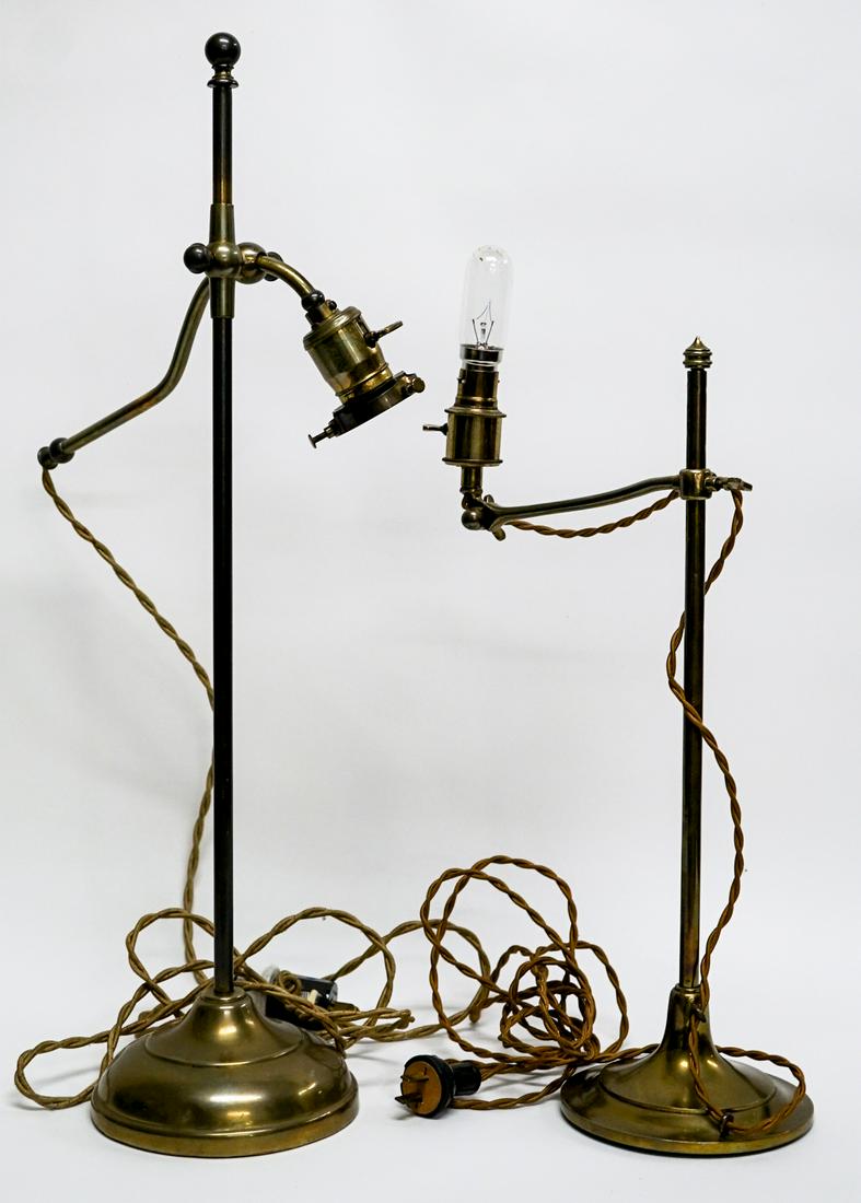 Antique (2) Brass Adjustable Table Lamps (1 of 7)