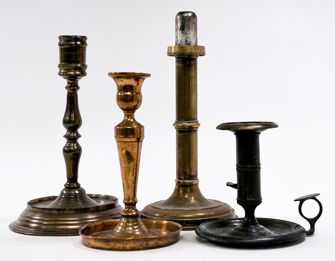 Antique (4) Brass and Other Metals Candle Holder (1 of 9)