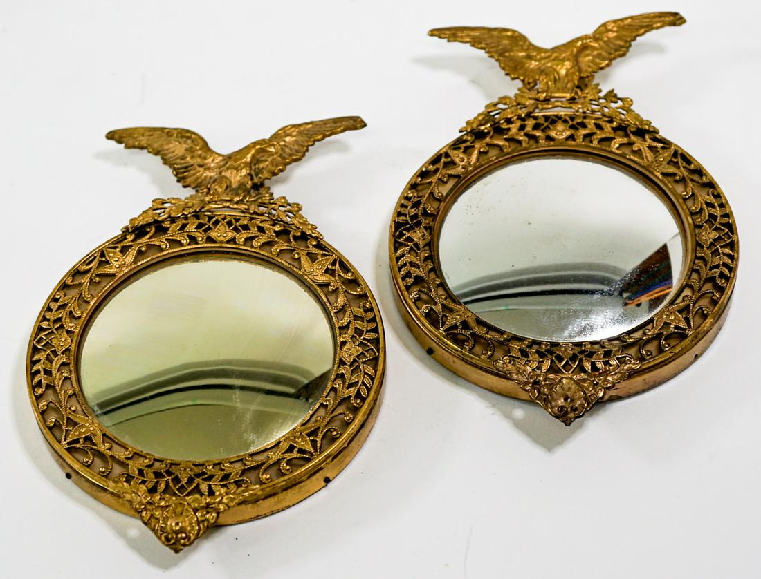 [Eagle] Pair Vintage Small Curved Wall Mirrors (1 of 4)