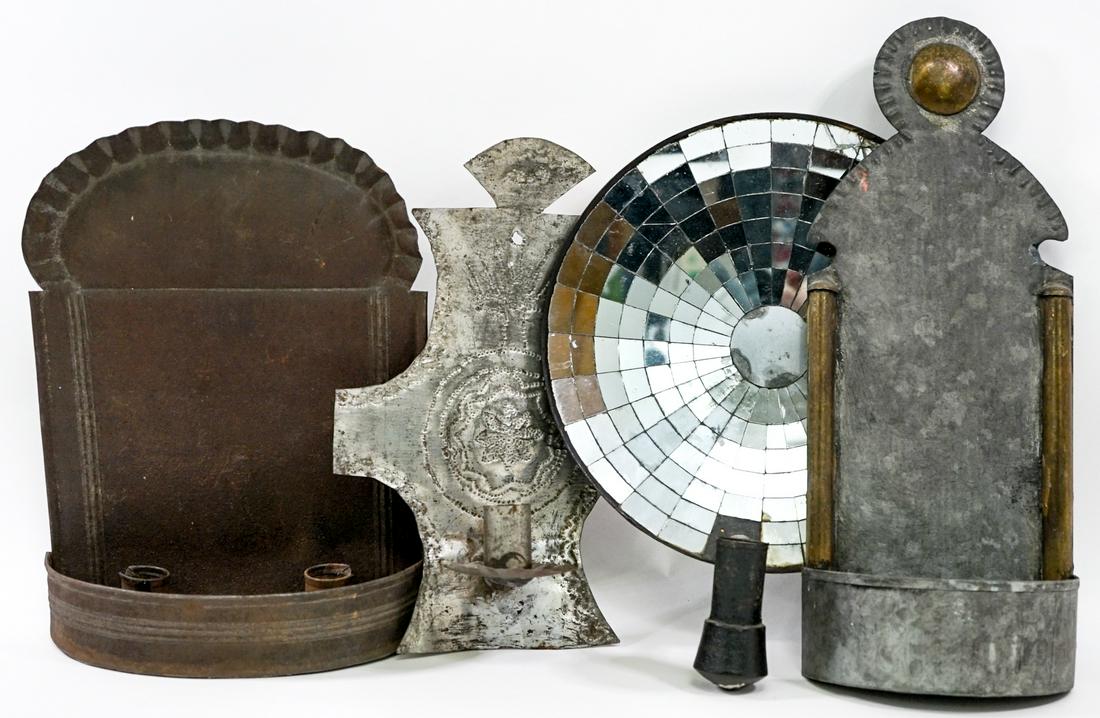 Antique Tin (4) Candlestick Sconces (1 of 12)