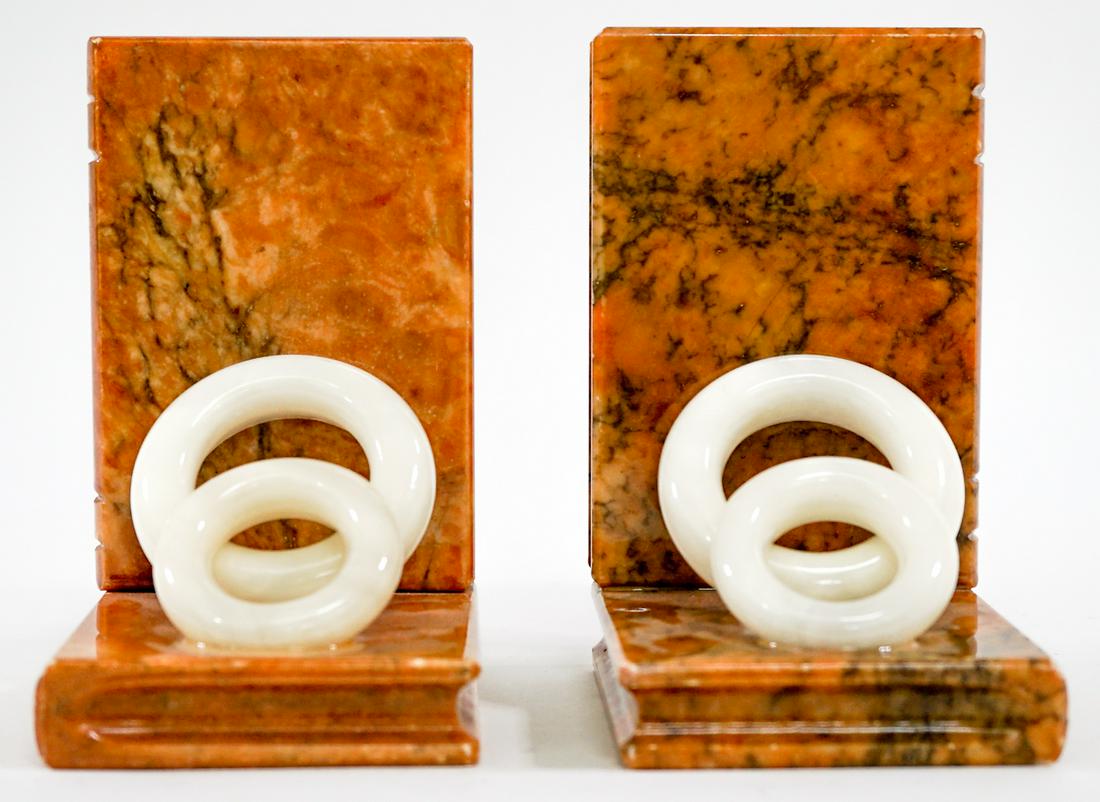 Pair Italian Hand-Carved Alabaster Bookends (1 of 5)