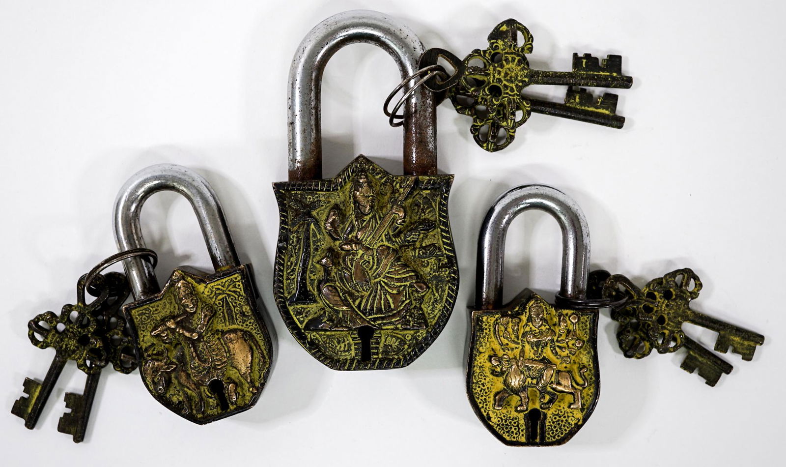 Vintage Hindu Metal Padlocks (3) (1 of 3)